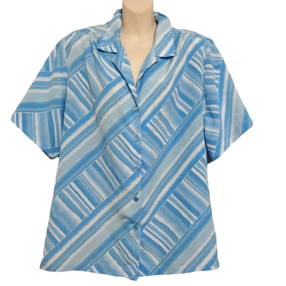 🔵BOGO FREE🔵 Donkenny Classics Blue Short Sleeve Button Down Top Sz 3x